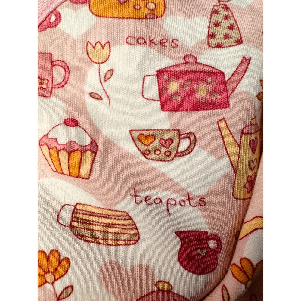 Gymboree Vintage 2004 Pink Tea Party‎ Cupcake Cotton Reversible Baby Blanket OS